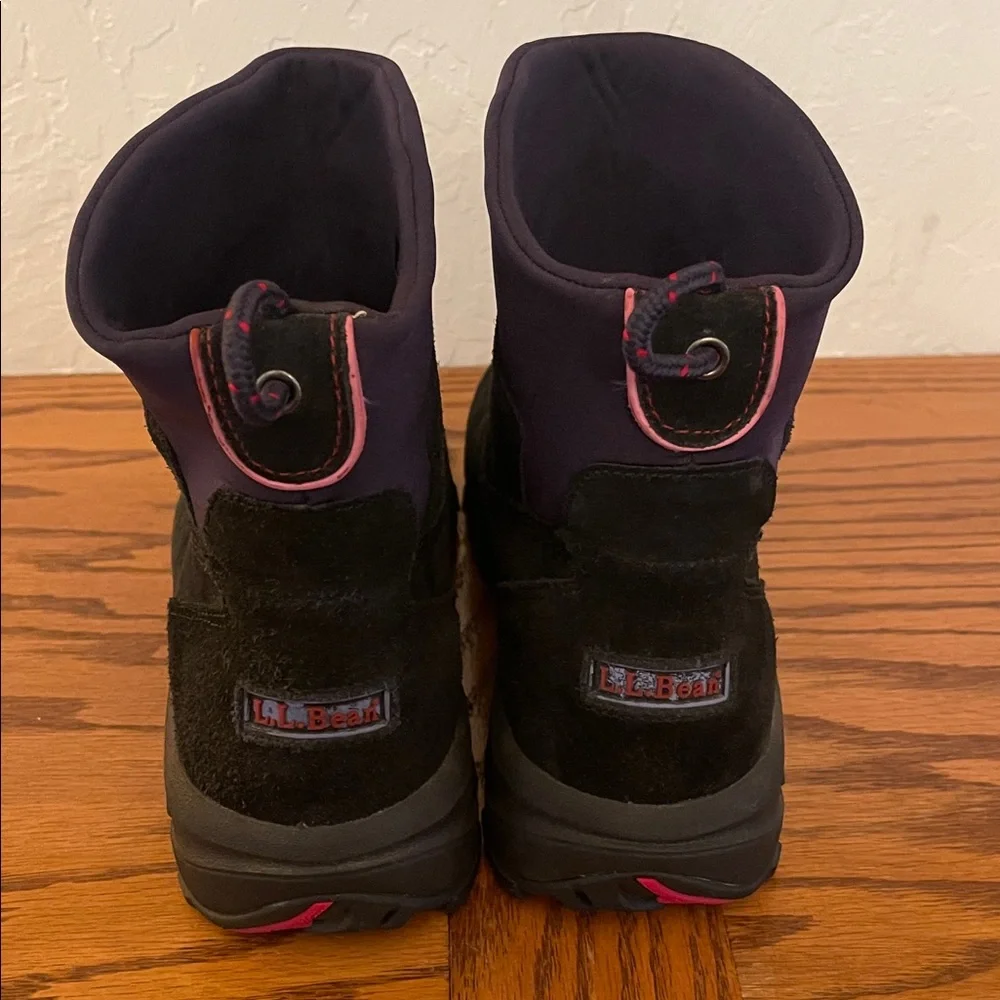 L.L. Bean 3M Thinsulate Black and Purple Winter Boots women’s size 8